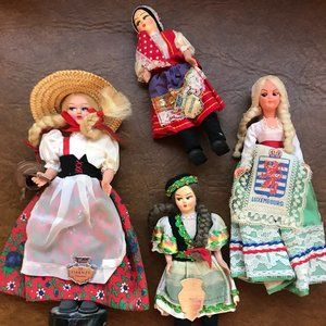 4 VINTAGE DOLLS OF THE WORLD ROMANIA, TOSCANA CZECH AND LUXEMBOURG